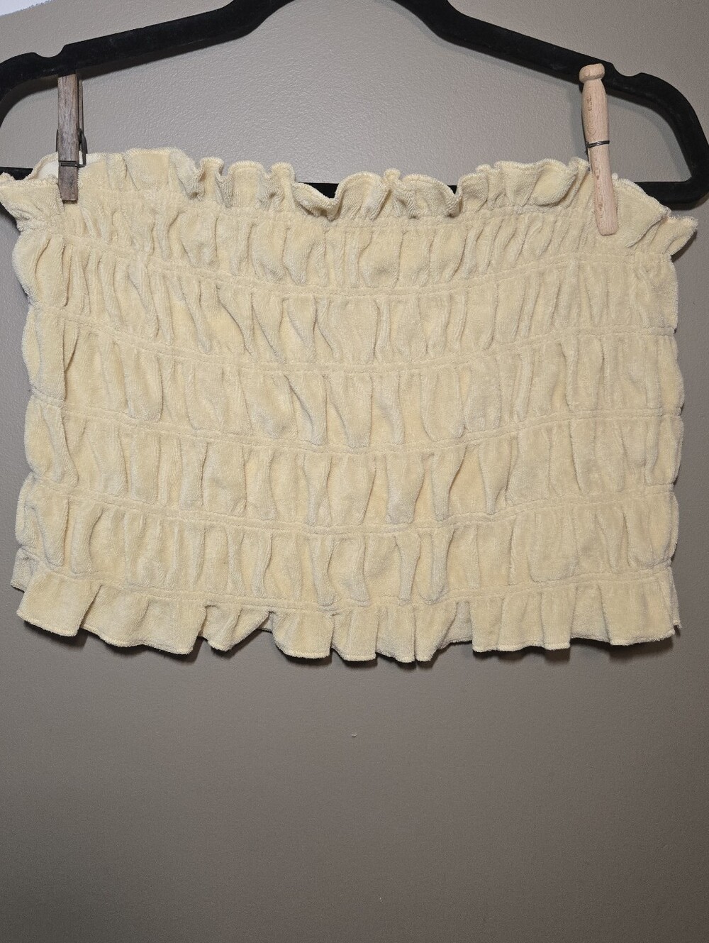 H&M Women's Terry Tube Top Light Yellow Size Medium Soft Stretch Cotton Poly